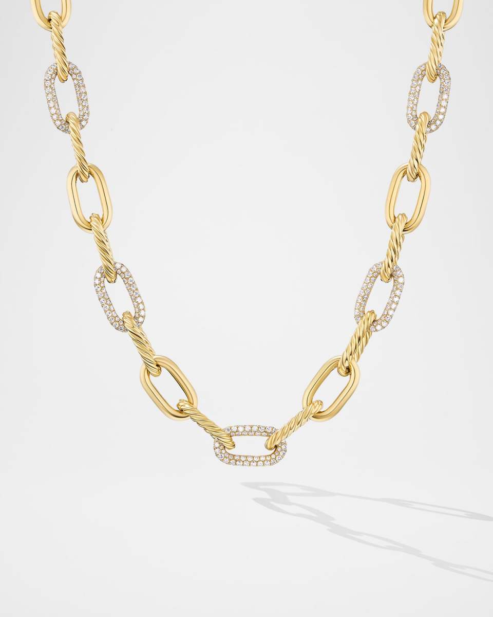 Madison Chain Necklace with Diamonds in 18K Gold, 11mm, 18.5"L
